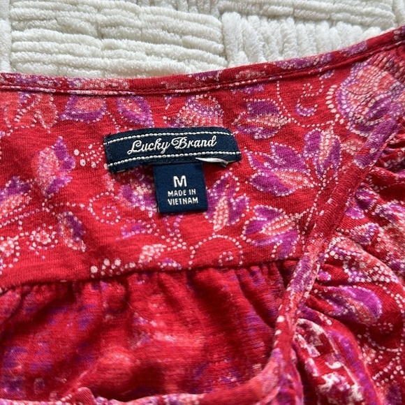 Lucky Brand Red pink white Floral Blouse - Picture 5 of 10